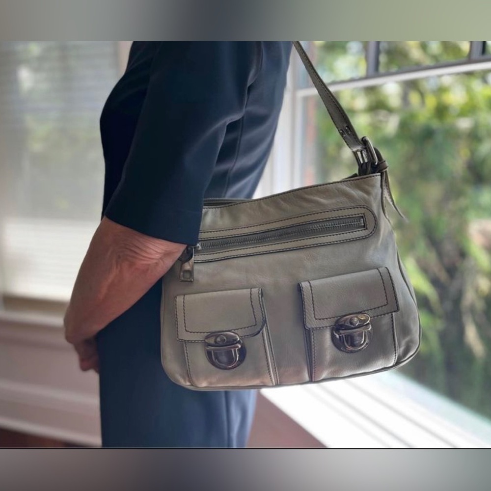 Marc Jacobs gray leather hobo bag